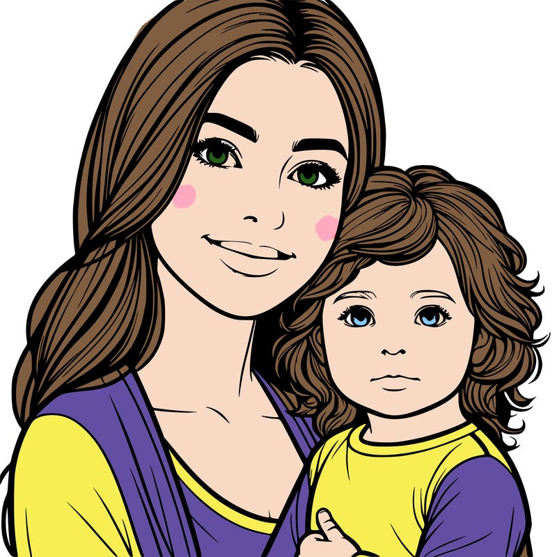 realistic mother and her toddler daughter