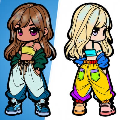 girl in crop top and baggy pants