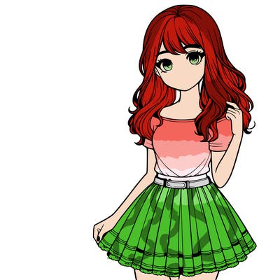 realistic girl wearing skirt