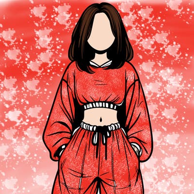 realistic girl faceless with baggy pants and a crop top