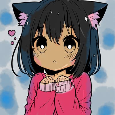 shy anime catgirl