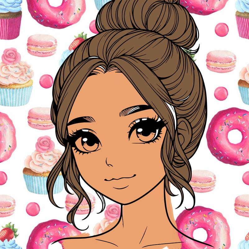 realistic pretty girl with hair in bun
