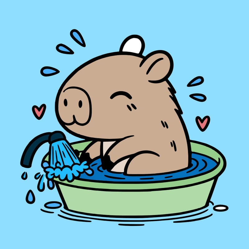 capybara taking a bath