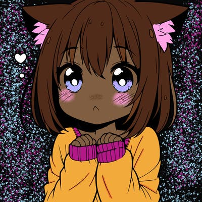 shy anime catgirl
