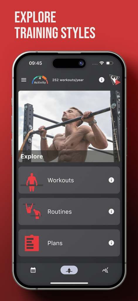 True Trainer - True Trainer app dashboard showing options for workouts routines and training plans