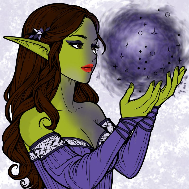 realistic elf girl doing magic