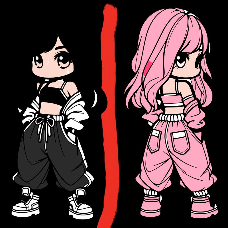 girl in crop top and baggy pants