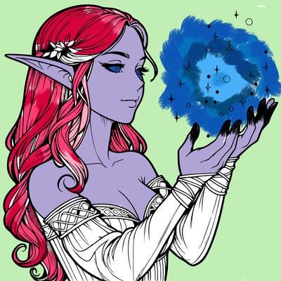 realistic elf girl doing magic