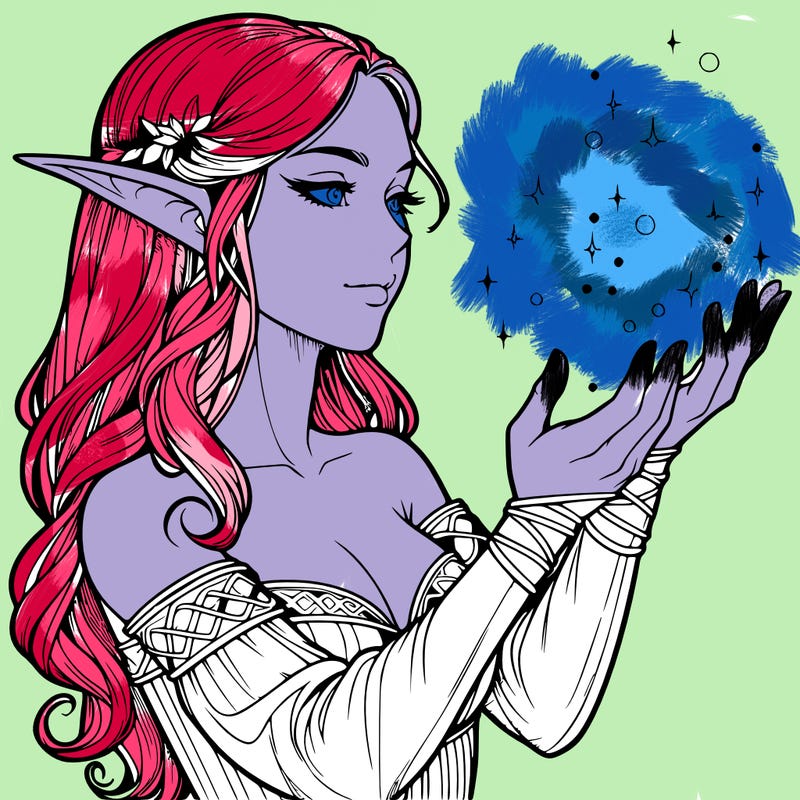 realistic elf girl doing magic