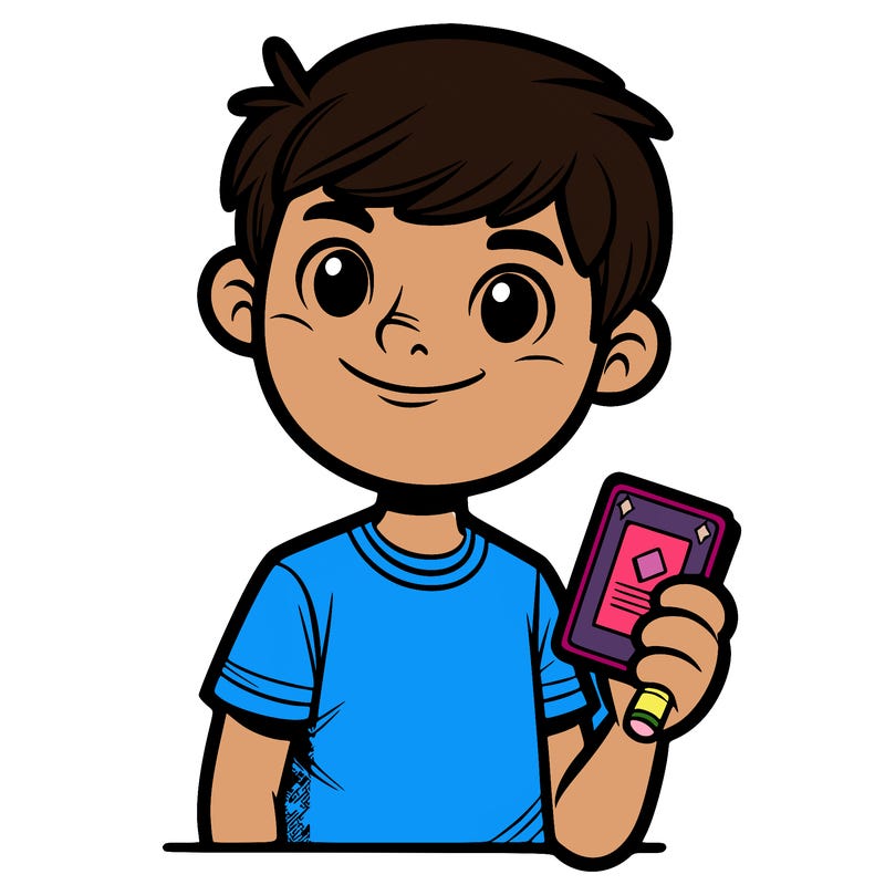 picture of boy holding a card