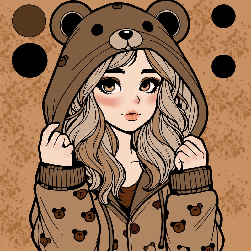 realistic girl in a animal pjs hoodie