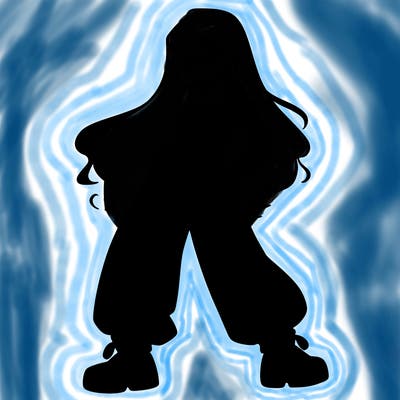 girl in baggy pants crop top and long hair