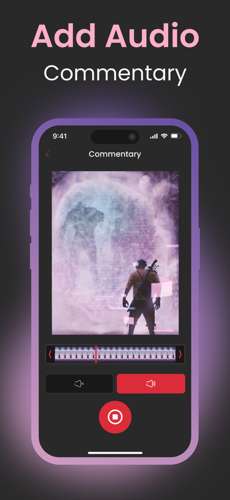 Screen Recorder – Record Video - iPhone screen showing the audio commentary feature for recording and editing game videos