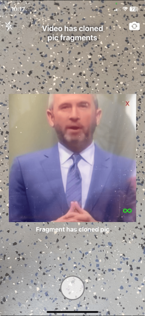 TruVideo - AI Detector - TruVideo interface identifying AI-cloned fragments in a video snippet.