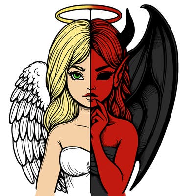 realistic angel half demon