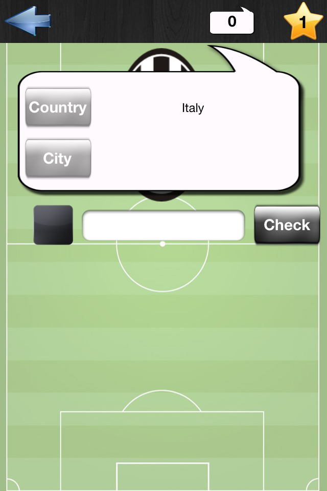 Gameplay screen of Logo Quiz Soccer showing a hint for an Italian football club logo
