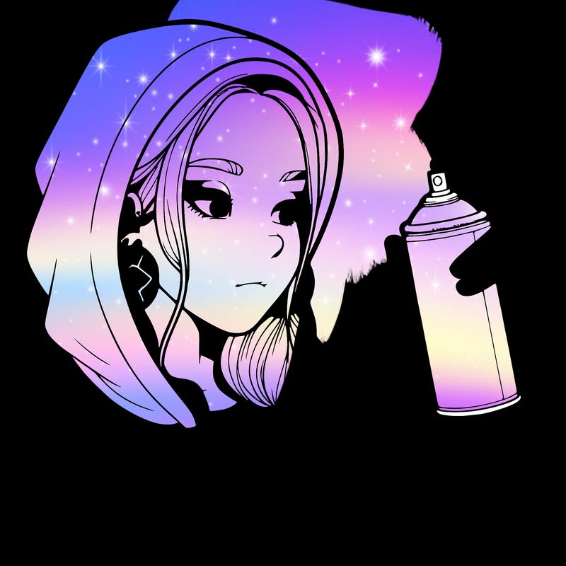 a realistic girl, spray painting