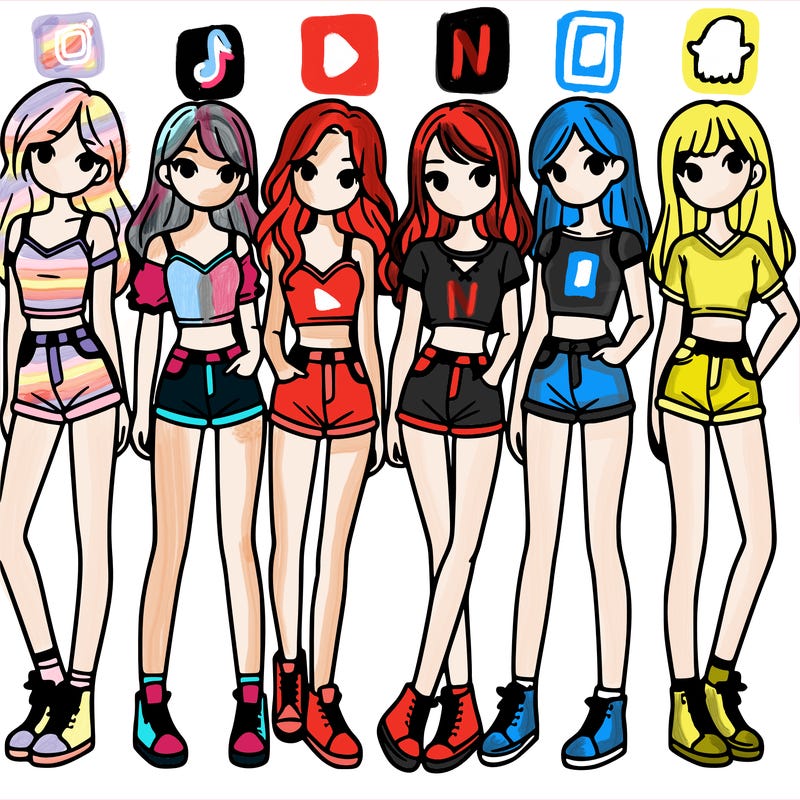 a group of girls wearing crop tops and shorts