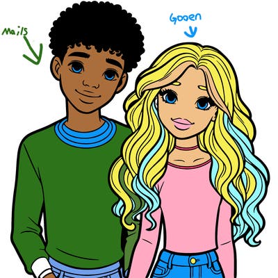 black girl and white boy teen couple