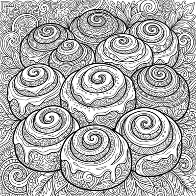 Dive into a delightful world where delicious cinnamon rolls meet the calming art of Zentangle. This unique coloring page offers an intricate escape, perfect for sweetening your day with mindful creativity.