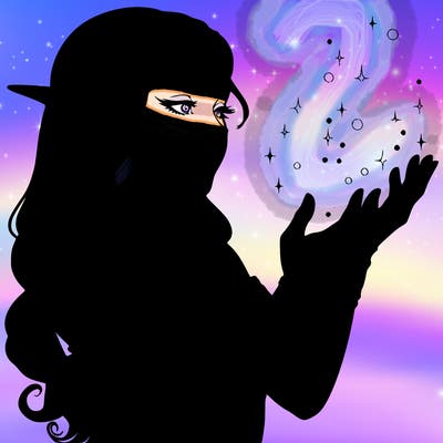 realistic elf girl doing magic