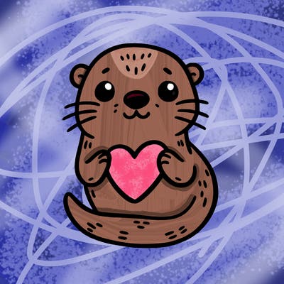 otter with a heart