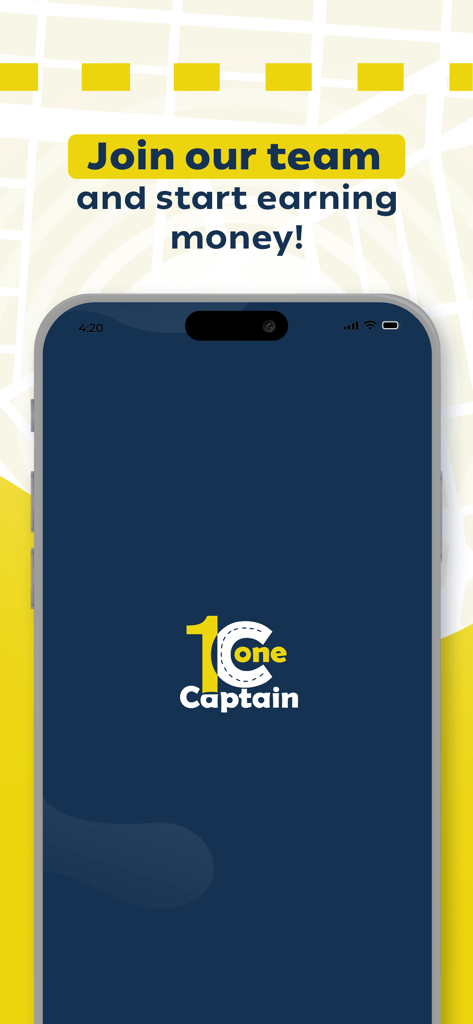 Captain One Driver - Captain One Driver app interface with invitation to join and earn money