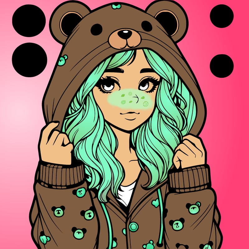 realistic girl in a animal pjs hoodie