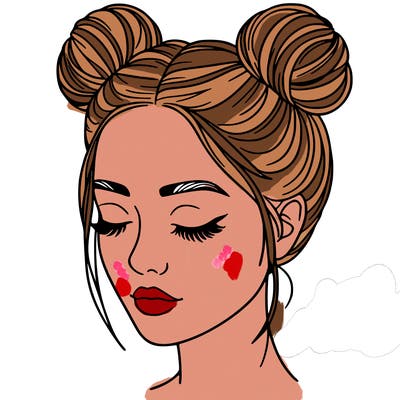 woman with hair buns