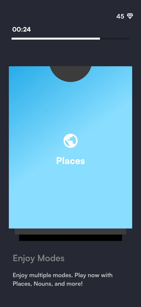 Spell Sense - Spell Sense game interface showing the Places word category and gameplay modes