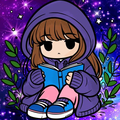girl in oversized hoodie reading a book