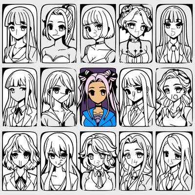 girls that look diffrent anime