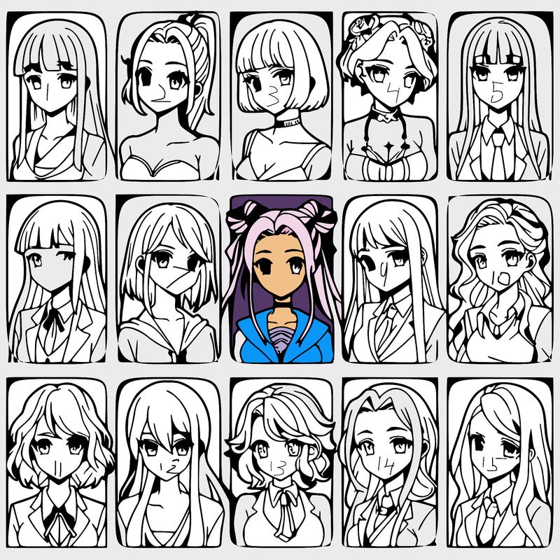 girls that look diffrent anime