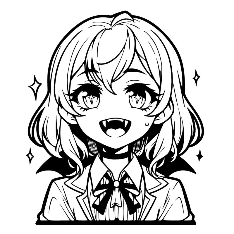 vampire anime girl with fangs