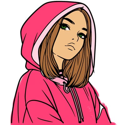 a realistic girl in a hoodie