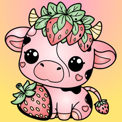cute strawberry cow