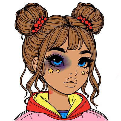 realistic girl with space buns