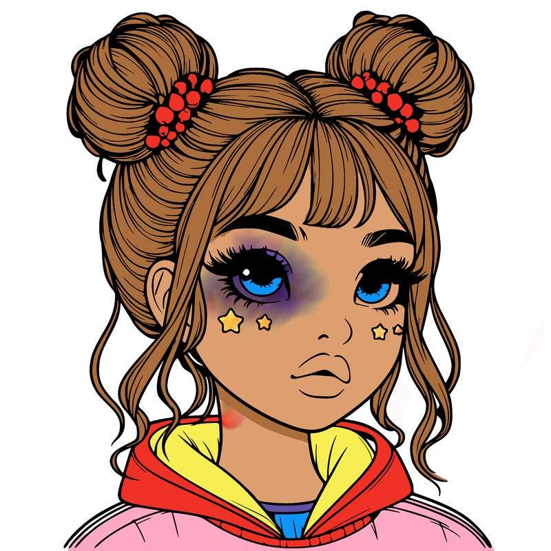 realistic girl with space buns
