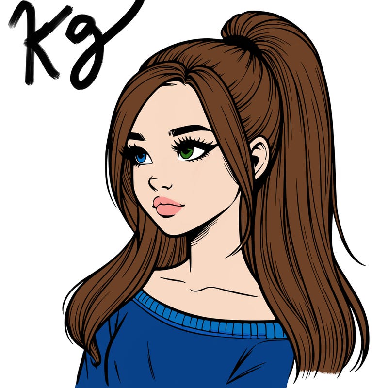 realistic girl with a high ponytail