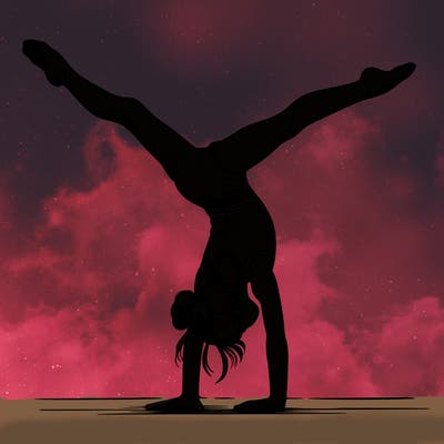 realistic gymnastic hand stand girl in four splits
