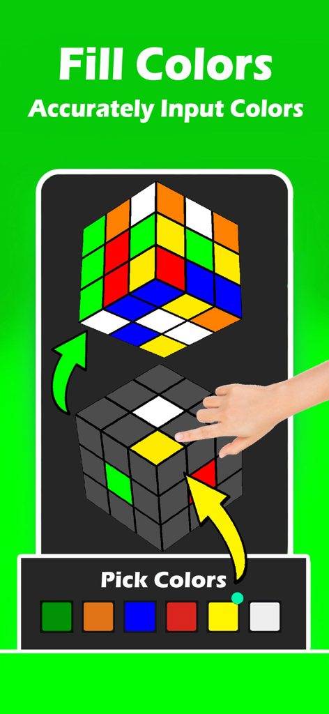 User interface for manually inputting cube colors into the Rubiks Cube Master solver