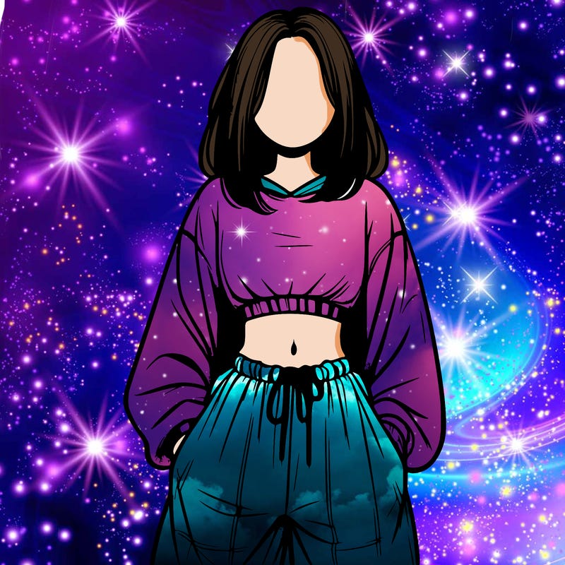 realistic girl faceless with baggy pants and a crop top