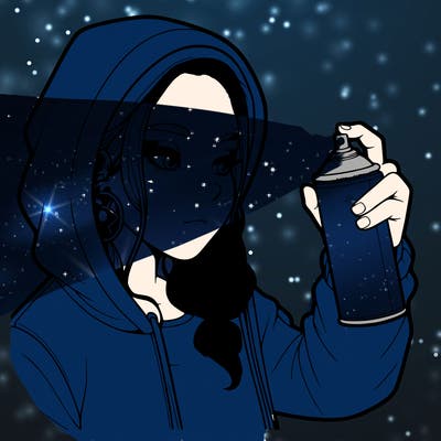 a realistic girl, spray painting