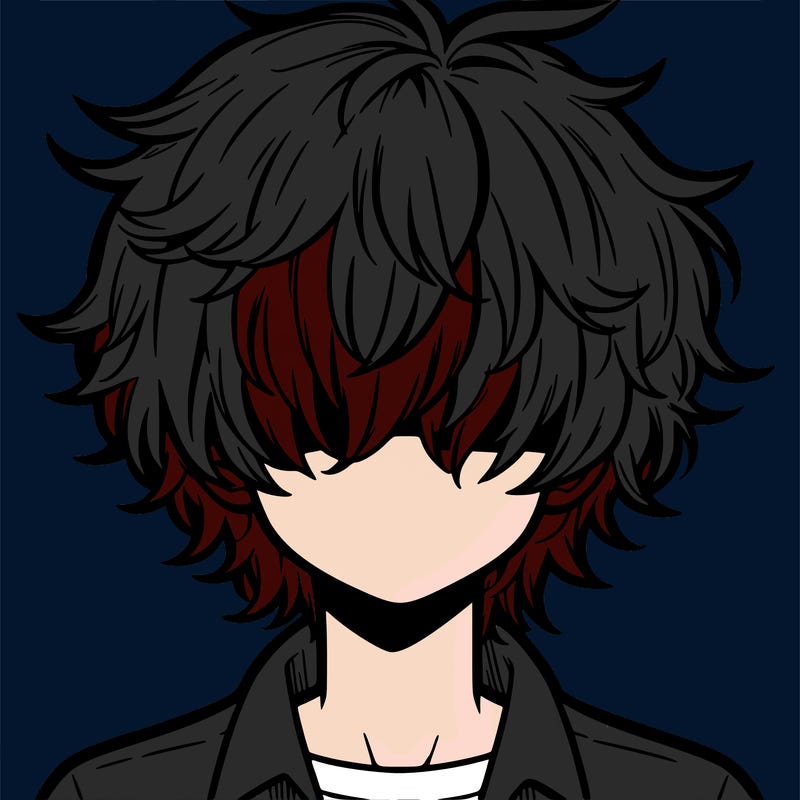 manga boy fluffy hair covering his eyes