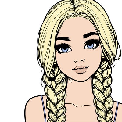 realistic girl with braids