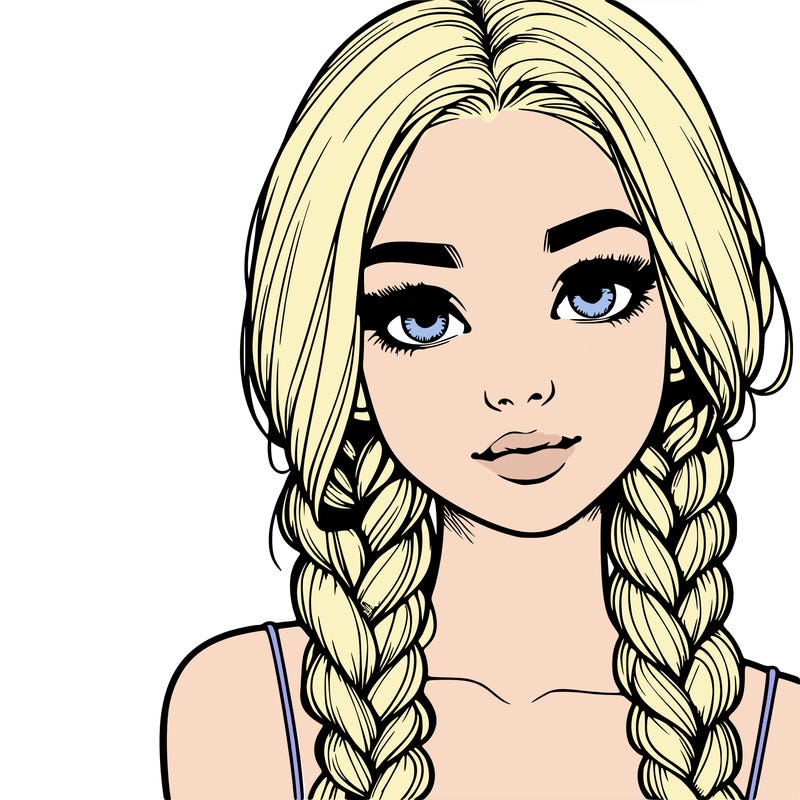 realistic girl with braids