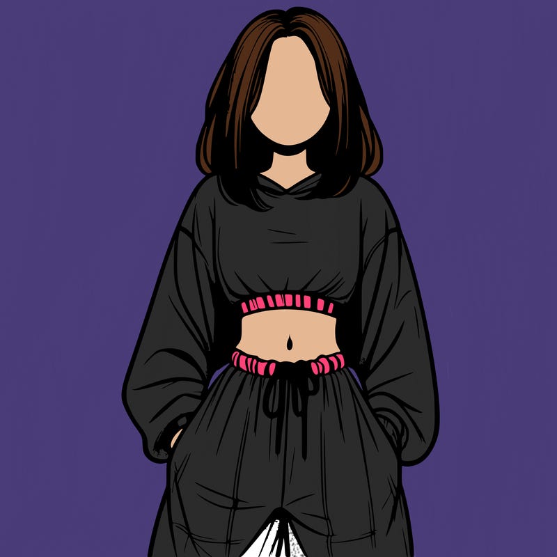 realistic girl faceless with baggy pants and a crop top