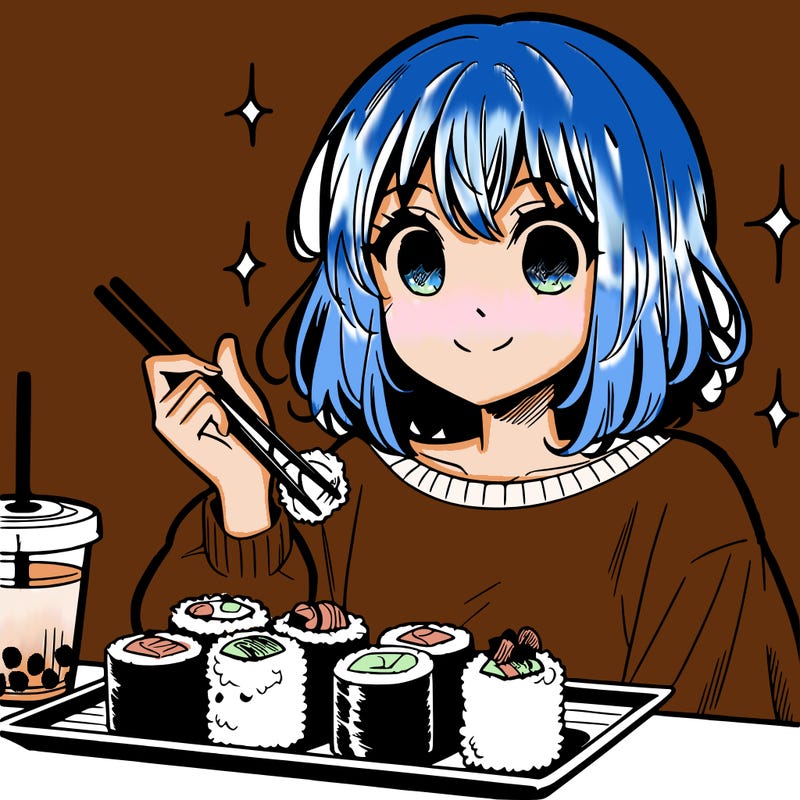 manga girl who loves sushi