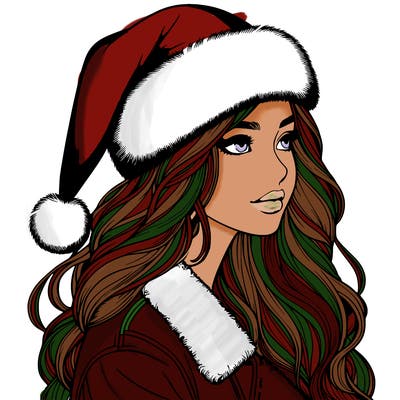 realistic girl in santa hat