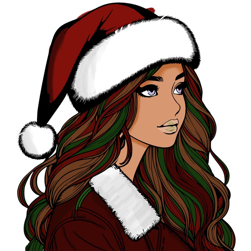 realistic girl in santa hat